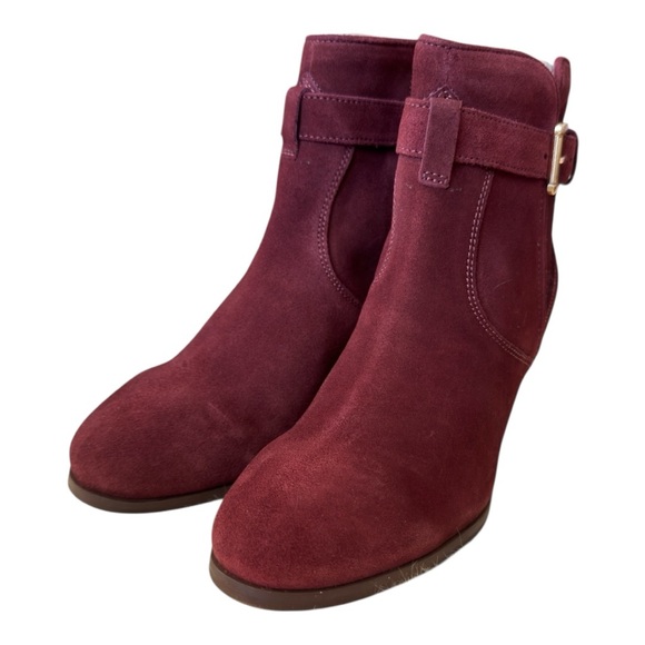 Diba Burgundy Suede Ankle Boots with Buckle Detail Size 7 NWOB - Picture 4 of 8